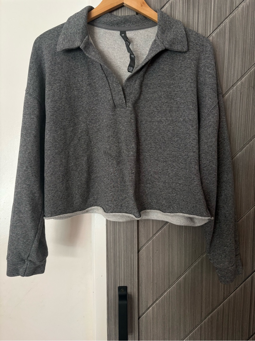 Vuori Sedona Polo Fleece Cropped Sweatshirt Heather Grey Women's Size Medium - Picture 5 of 11
